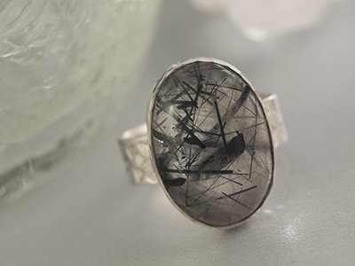 Tourmalinated Quartz Ring in Sterling Silver